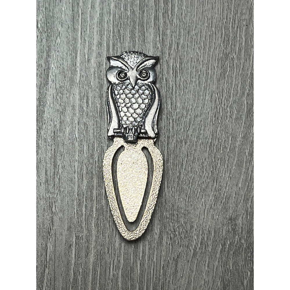 Vintage Metzke 1978 Pewter Owl Bookmark Metal Page Clip Marker Wise Bird